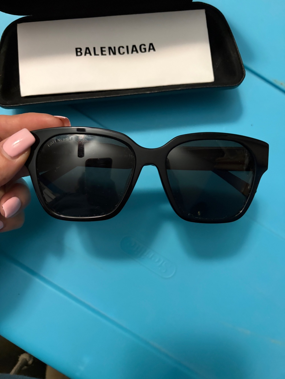 Balenciaga sunglasses with case and authenticity card/ papers